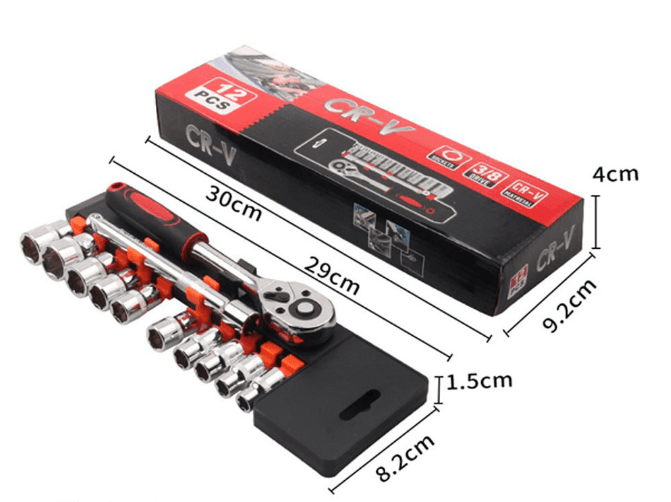 12 Piece 3/8 Inch Drive Ratchet and Metric Socket Wrench - 3 8 Professional