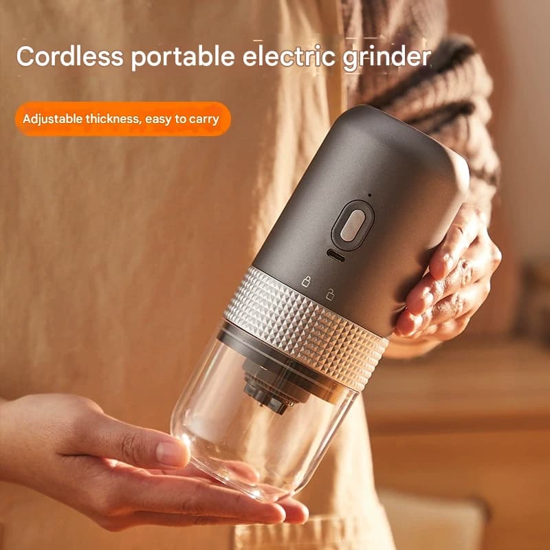 Wireless Portable Electric Coffee Grinder - Adjustable Coarseness - Black