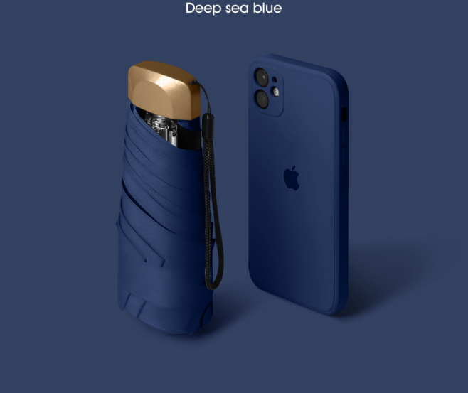 Compact Mini Pocket Umbrella UPF50+ Sun Protection - Deep Sea Blue