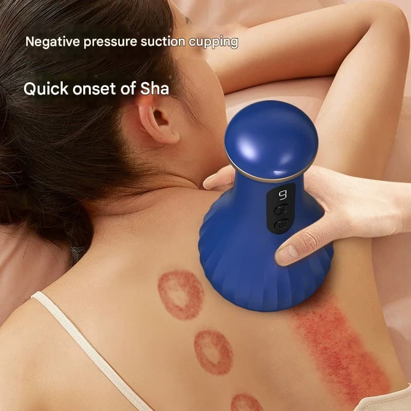 Electric Cupping & Gua Sha Massager - 9 Levels Heat & Suction, Red - Blue
