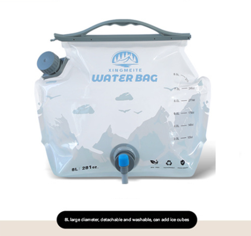 1 Piece Grey 8L Foldable Water Bag - Large Capacity Portable Water Carrier