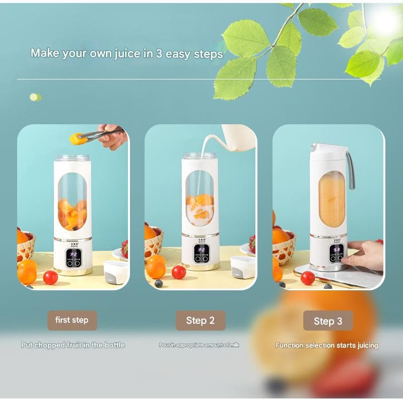 Portable Electric Juicer Blender - 450 ml USB Rechargeable Smoothie - White