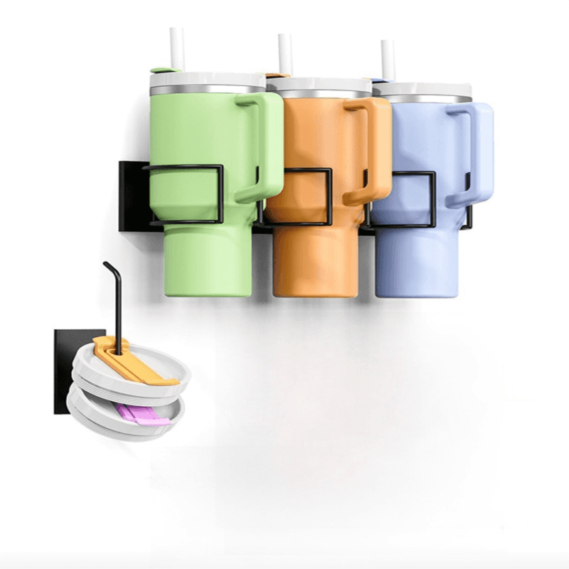 Drill-Free Magnetic Cup Organizer with Dedicated Lid Hook - Heavy Duty