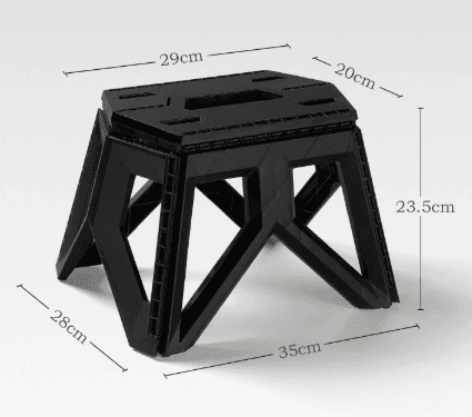 Black Portable Folding Stool - Compact Lightweight Plastic Step Stool