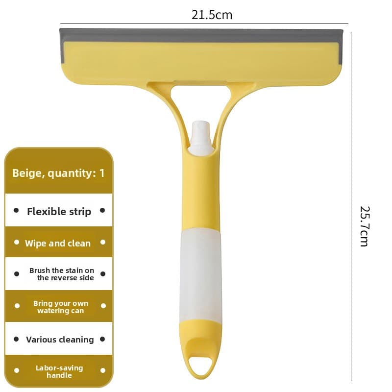 2-PCS Yellow 3-in-1 Window Squeegee with Built-in Spray Bottle and TPR