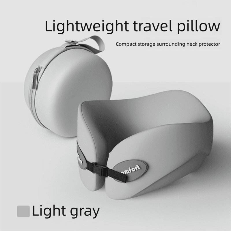 Light gray Memory Foam U-Shaped Travel Neck Pillow - Ergonomic Support