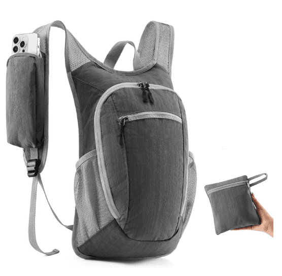 Grey Ultra-Lightweight Packable Backpack (10L) - Foldable Daypack