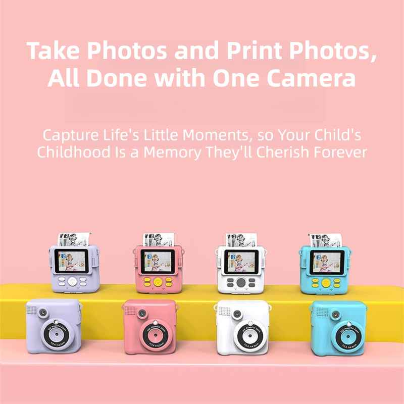 Pink ABS-681 Portable Kids Mini Digital Polaroid with 32GB Card, 3 Rolls