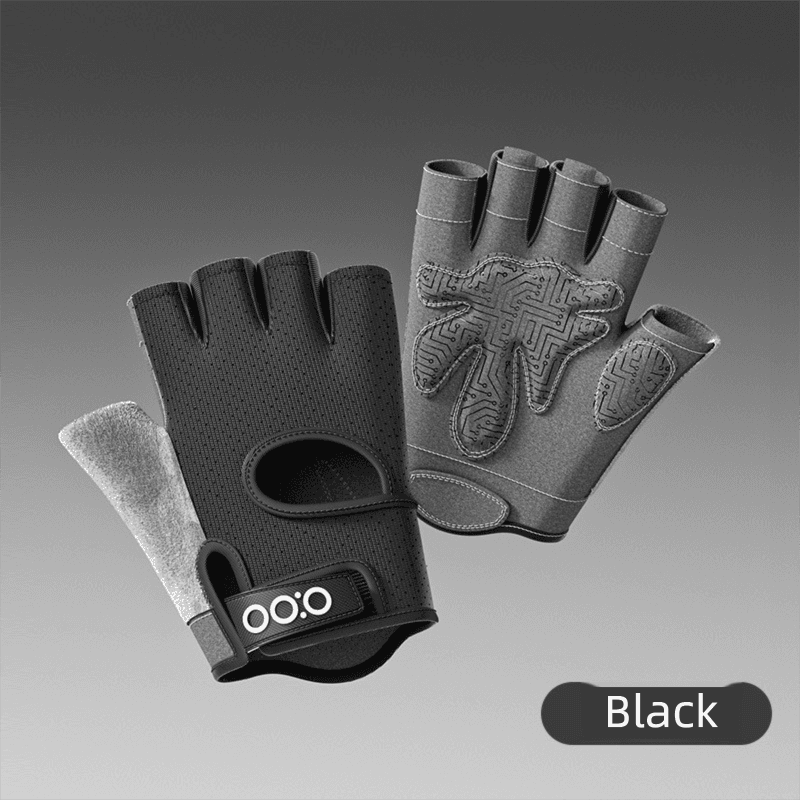 Black Heavy-Duty Unisex Gym Training Gloves with Integrated Wrist Support