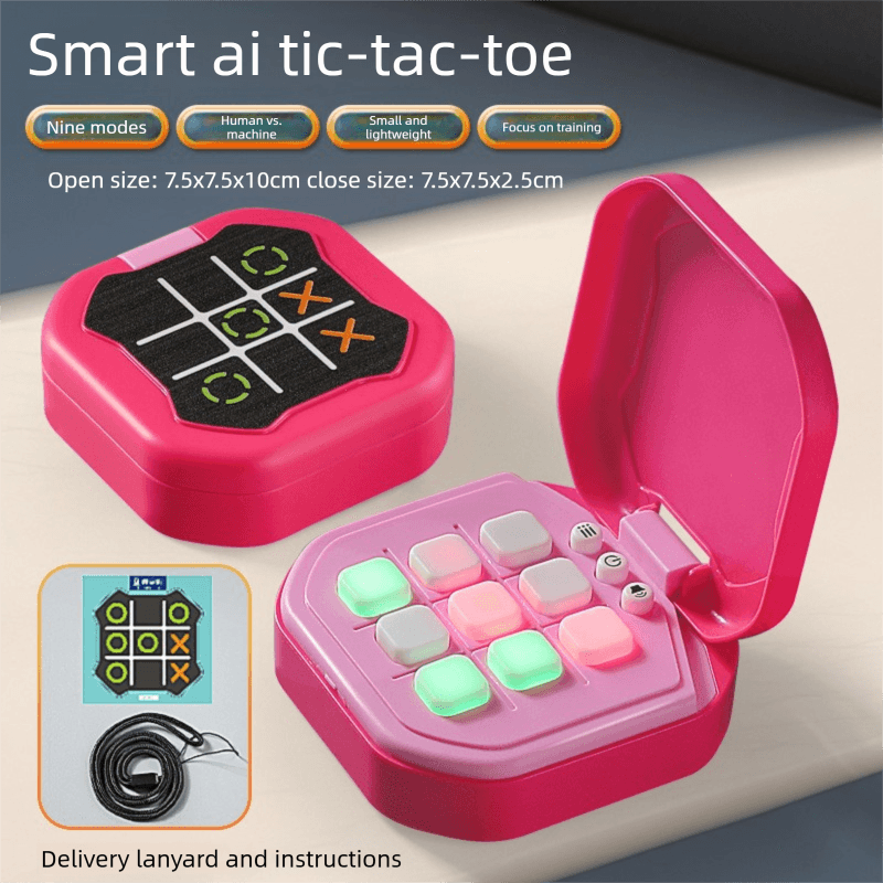 2 Pack Red AI Tic-Tac-Toe Handheld Game Electronic Logic - Red Handheld