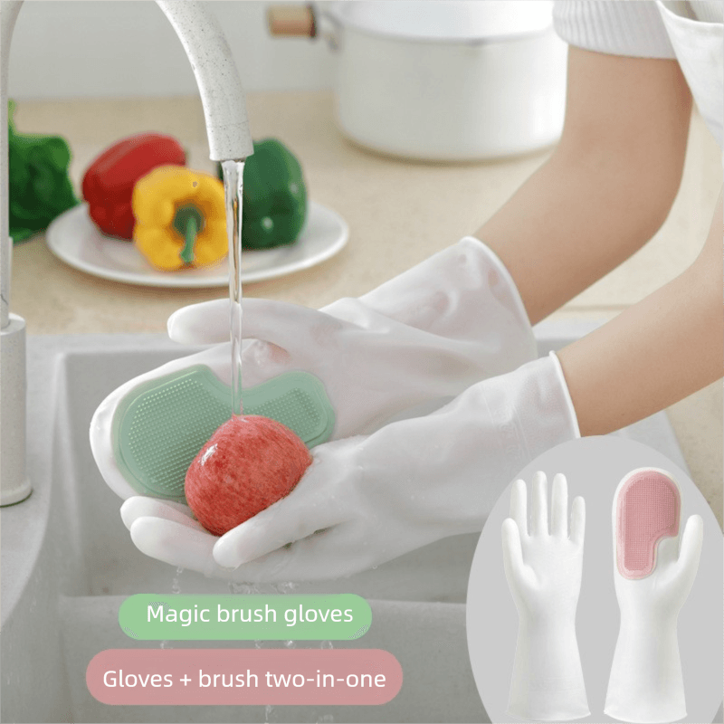 3-Pair of Pink Brush Gloves Integrated Brush Glove - Multifunctional