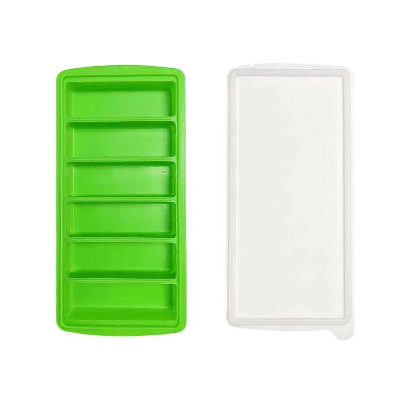 2-Packs Green 6-Grid Extra Long Silicone Ice Cube Tray - Easy Release