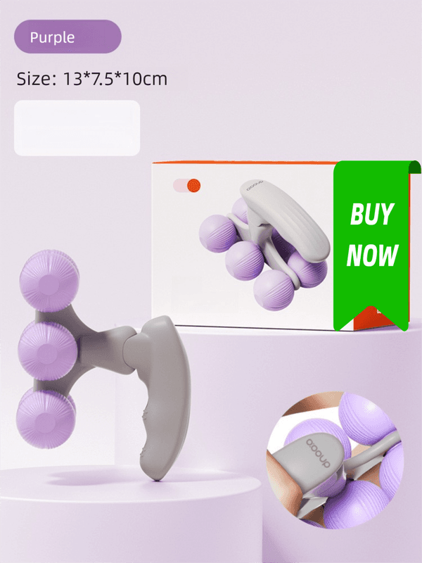 Purple Portable 6-Wheel Massage Roller - Quiet, Compact Muscle Relief Tool