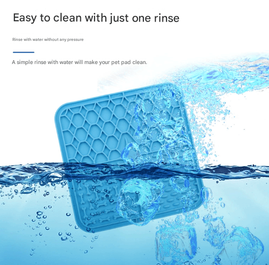 2-Piece Blue 20 × 20 cm Silicone Pet Lick Mat - Multi-Zone - Blue Anxiety