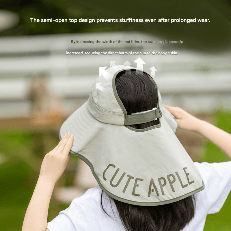 Red Kids UV Protection Sun Hat - Breathable Wide Brim Bucket Hat with Neck