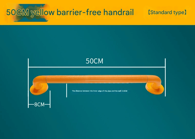2-Piece Heavy-Duty Anti-Slip Safety Grab Bar with Luminous - Yellow 50 cm