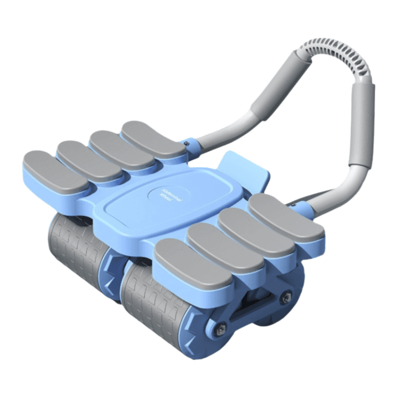 Blue 4-Wheel Automatic Rebound Ab Roller with 8 Elbow - Beginner-Friendly