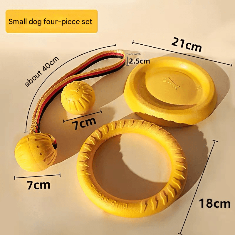 EVA Dog Toy Set - 4-Piece Interactive Play Kit for Small Dogs with Floating