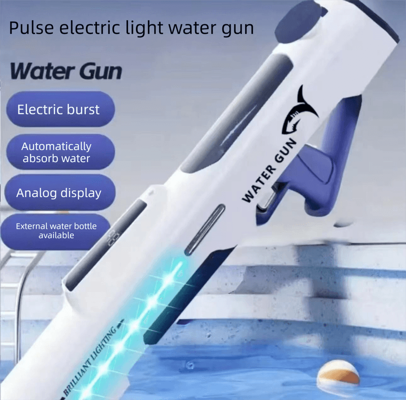 Electric Water Gun Auto Refill 46 cm White LED Pulse Blaster High Pressure