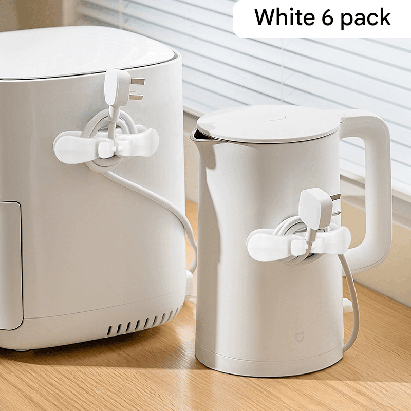 6-Piece White Flexible Silicone Cord Organizer for Curved & Flat Appliance