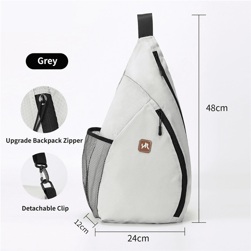 Grey Pickleball & Racket Sports Sling Bag with Expandable High-Capacity