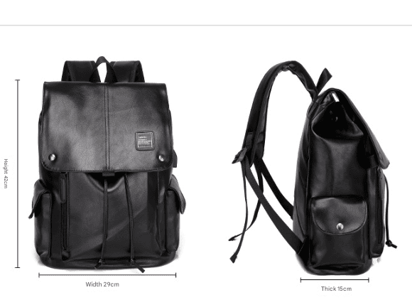 Dark Brown Men's Fashion PU Leather Backpack - Large Capacity 42 cm Laptop