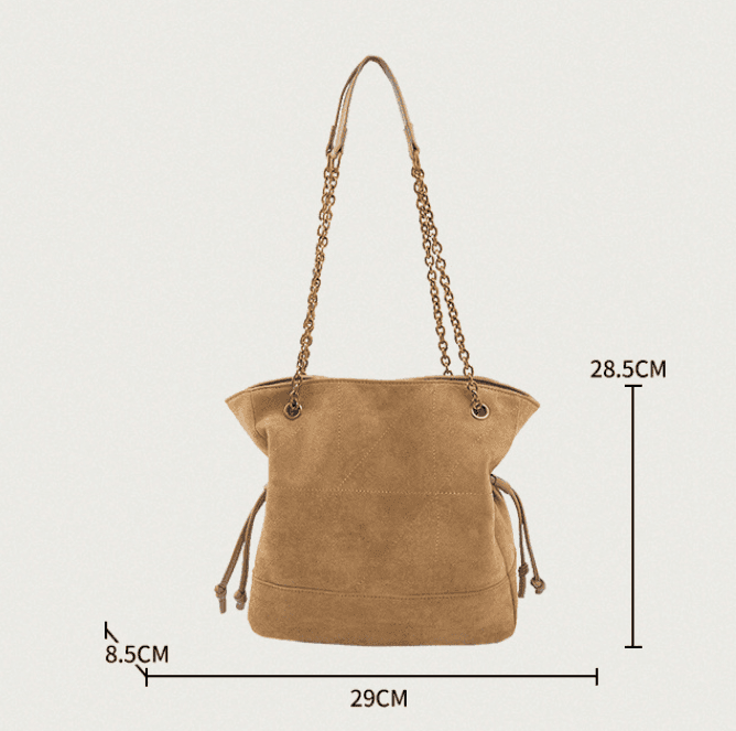 Brown Suede Hobo Bag for Women - Versatile Tote with Drawstring