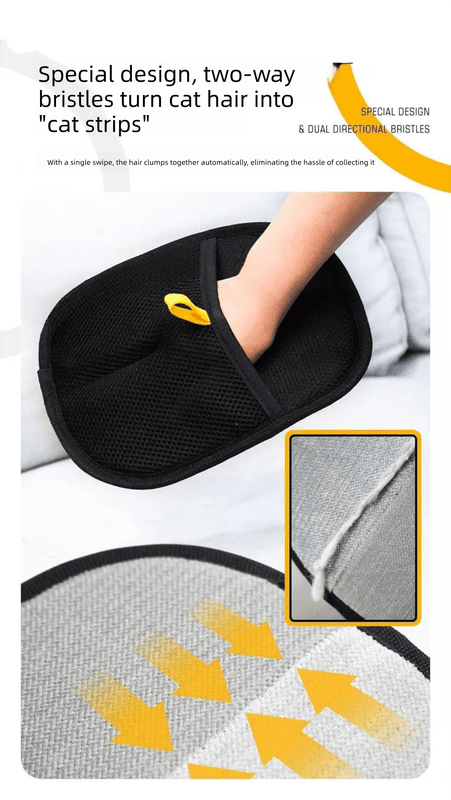2-Piece Pet Hair Remover Mitt Reusable Static Lint Brush Glove for Cat & Dog