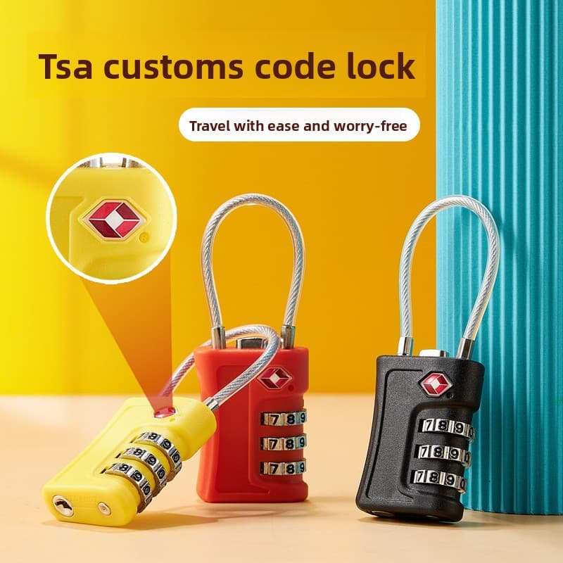 Black TSA Approved Cable Combination Padlock 3-Digit - Black Combination Gym