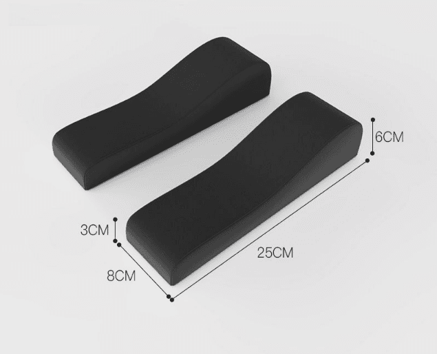 A pair of Memory Foam Chair Armrest Pads Curved Elbow Support Cushion Black