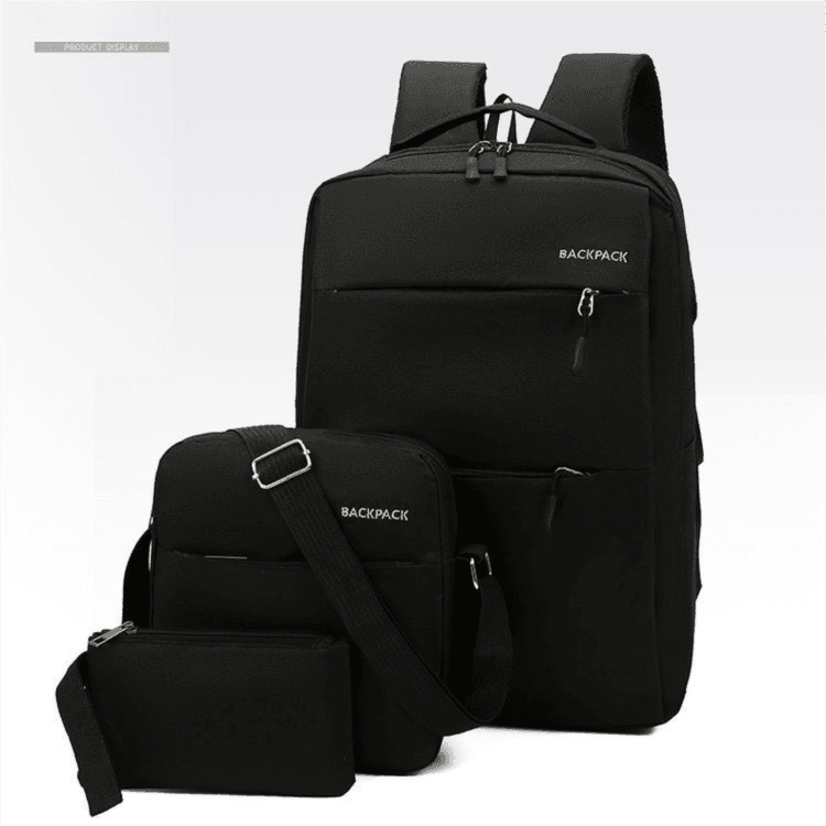Black 3-PCS Multi-Functional & Lightweight Backpacks Set for Students
