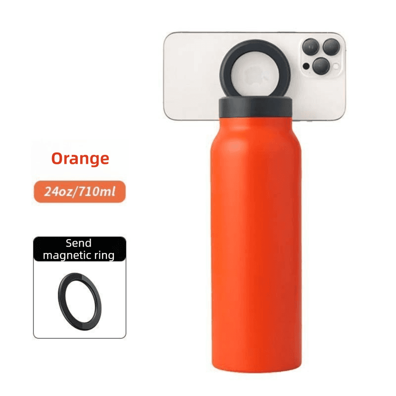 Orange 24oz Stainless Steel Insulated Water Bottle With 90° Adjustable