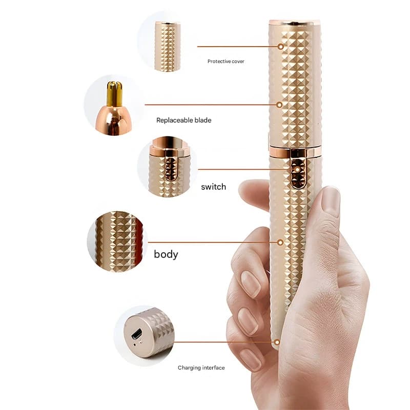 3-in-1 Rechargeable Electric Trimmer for Women - Nose, Eyebrow - Red