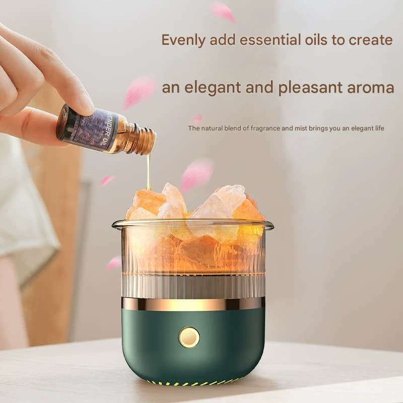 Crystal Humidifier with LED Light - Aromatherapy Diffuser for Home - White