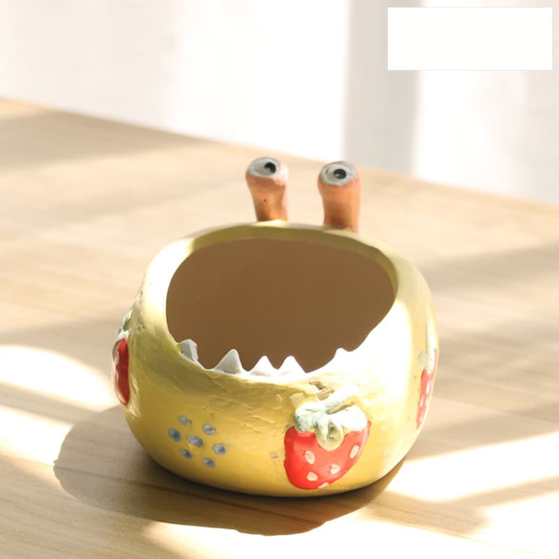 2-Piece Yellow Whimsical Monster Ceramic Succulent Planter