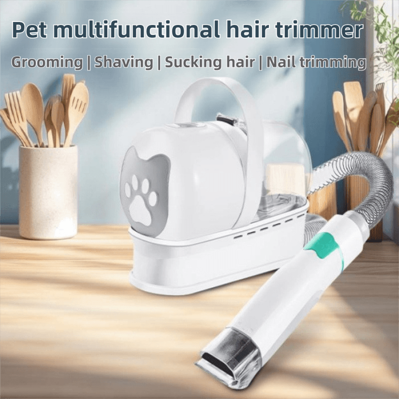 7-in-1 White Multifunctional Pet Grooming Vacuum Kit - Dog Cat Home Barber