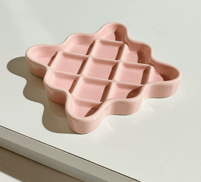 Pink Ceramic Slow Feeder Licking Plate for Cats and Dogs - Raised