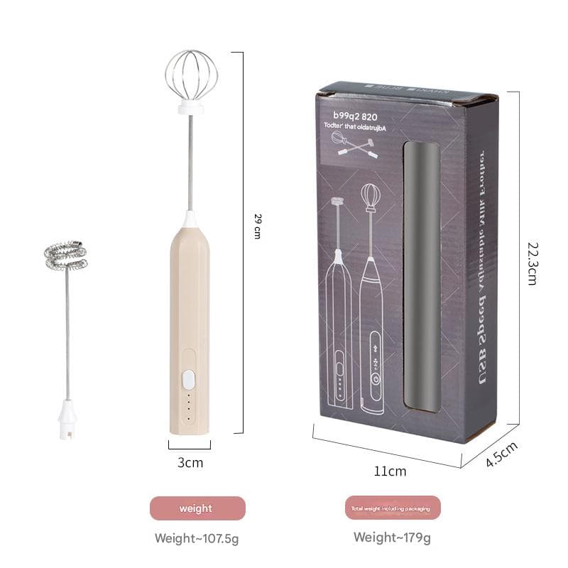 Apricot Mini Hand Mixer with Frother & Balloon Whisk Heads - Rechargeable