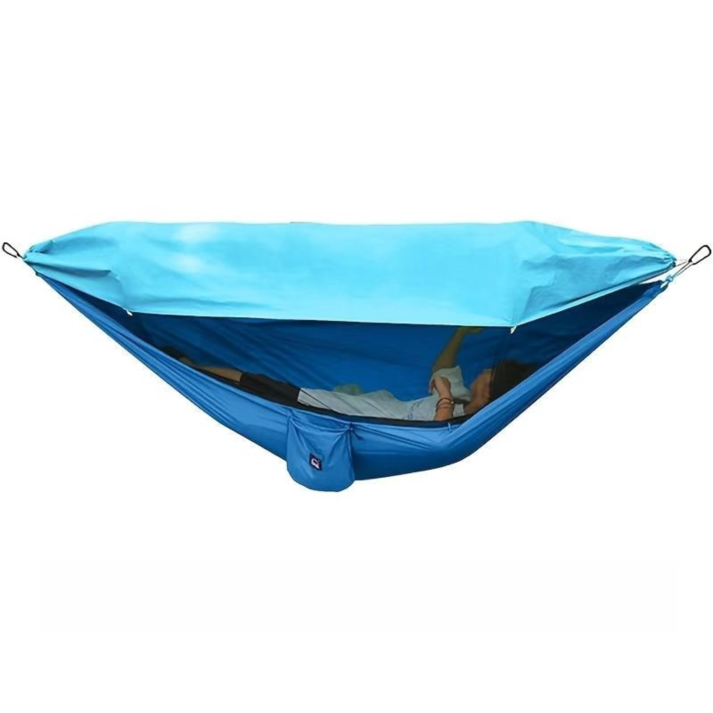 290 × 140 cm Professional Nylon Hammock with Integrated Mosquito Net - Blue
