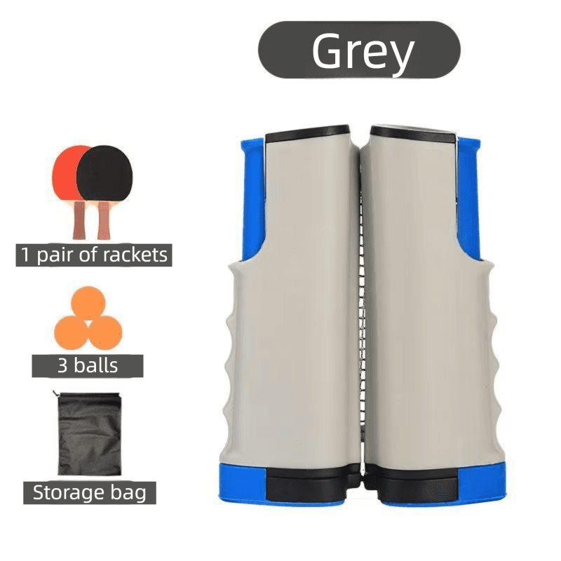 Grey Portable Table Tennis Set with 2 Paddles, 3 Balls and Carry Bag - 165