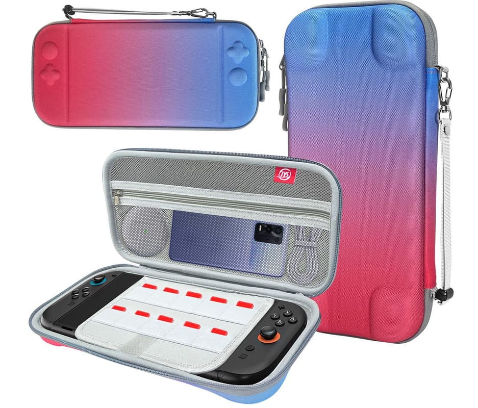 Portable Hard Shell Travel Case for Nintendo - Gradient red and blue