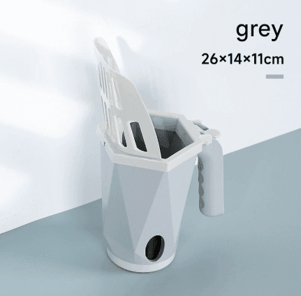 Grey 2-in-1 Cat Litter Scoop with Attached Waste Bin Integrated - Grey Kit