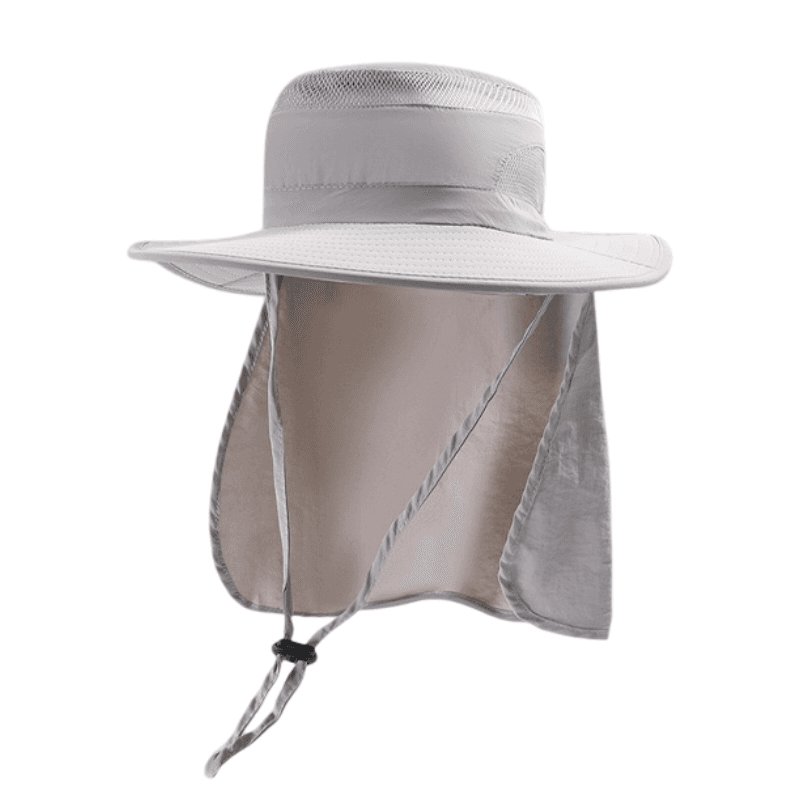 2-Pack Light Grey Men's Adjustable Sun Protection Hat - Wide Brim, Deep