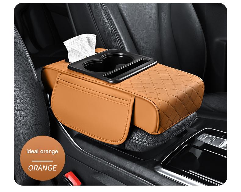 Car Armrest Organizer & Comfort Pad (orange)