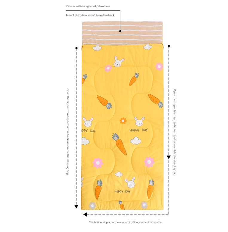 Lightweight Nap Sleeping Bag - 80 × 190 cm Washable Quilted Cotton Single