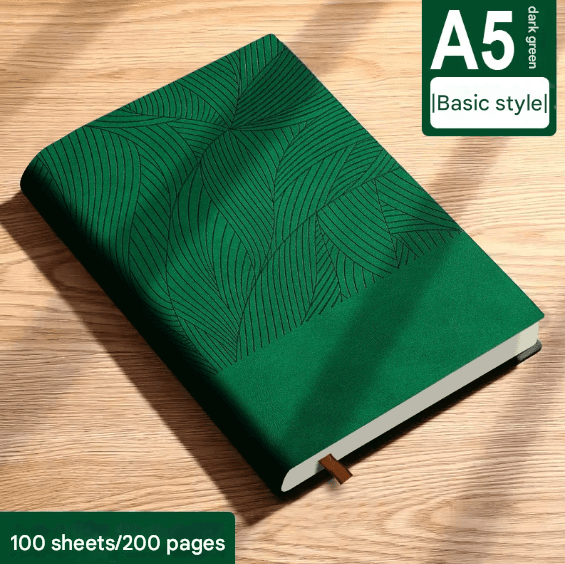 Green 2-Piece A5 Business Notebook - Soft Touch Faux Leather Diary - 200
