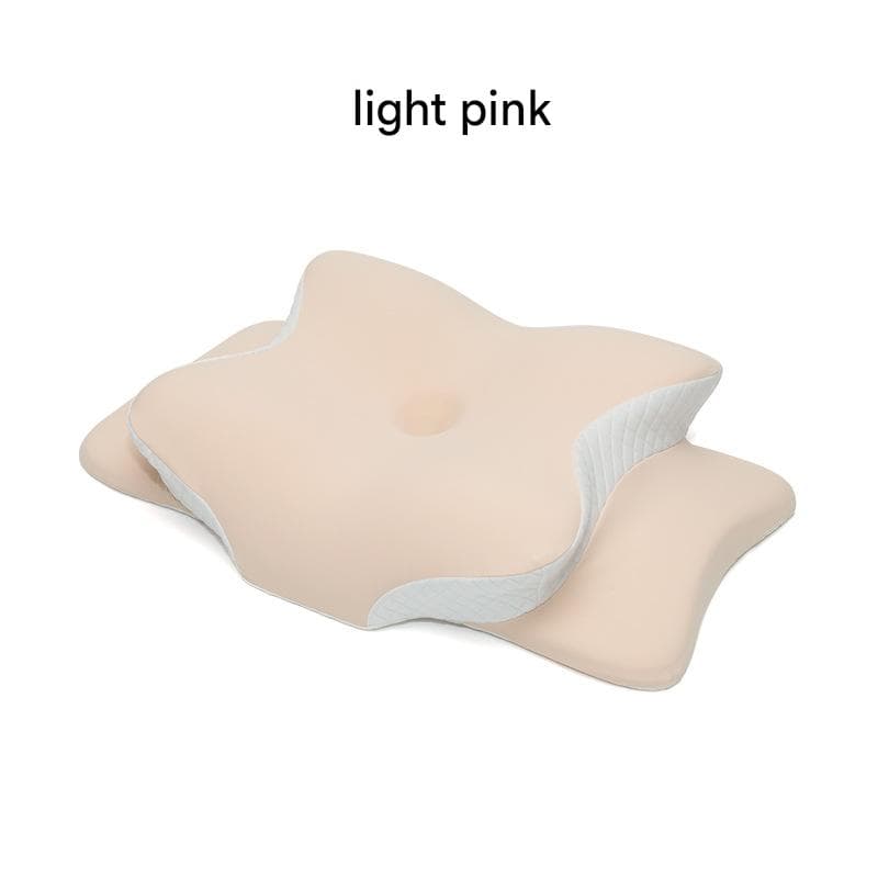 Light Pink Ergonomic Butterfly Memory Foam Pillow - Cervical Neck Support