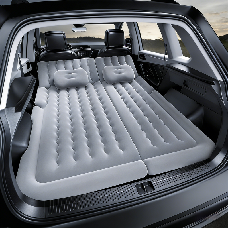 Grey Multi-Chamber Car Inflatable Air Mattress with Electric - 174 × 126 cm