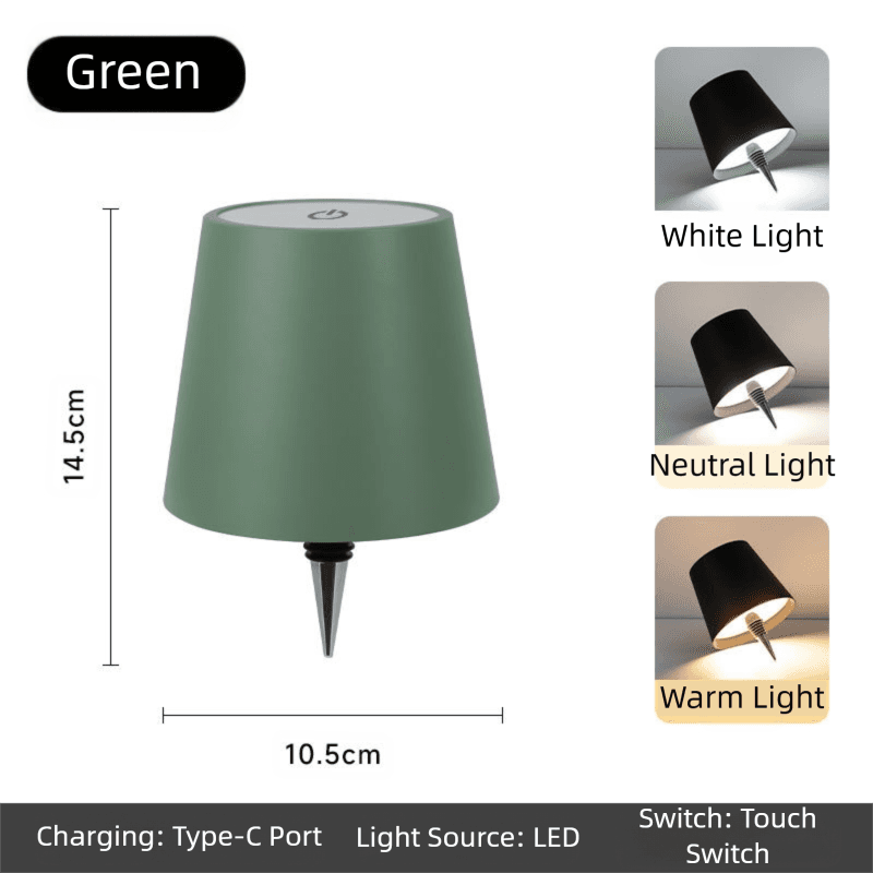 Green Cordless Tri-Color Wine Bottle LED Lamp