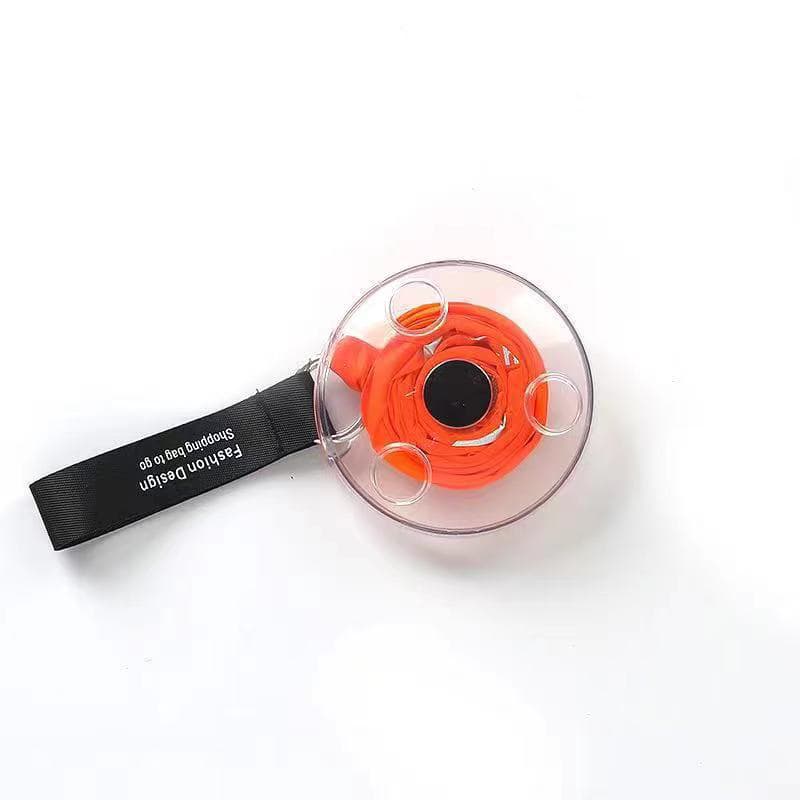 2-PCS Orange Compact Retractable Shopping Bag with Nylon and ABS Plastic